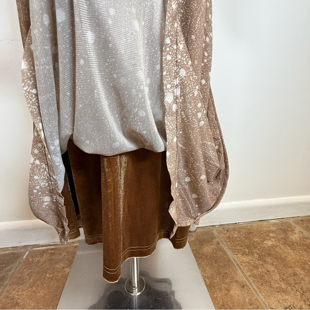 New! Long Sleeve V-Neck Brown Velvet Bodice Full Length Dress Women’s Small - Picture 9 of 12